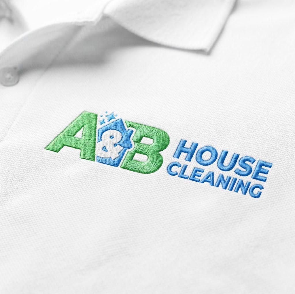 Professional A&B Home Cleaning team members in uniform preparing cleaning supplies for house cleaning service